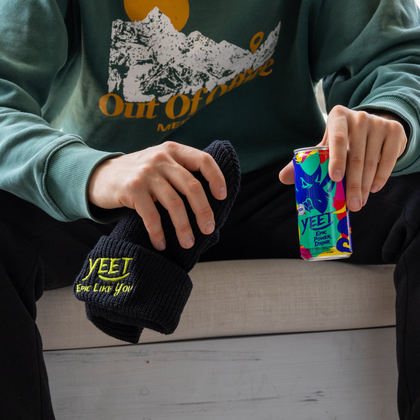 Gorro Beanie De Lana Negro Logo Bordado Yeet Talla Única